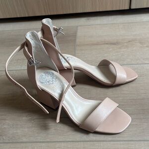 Vince Camuto Elegant Nude Block Heel Sandals